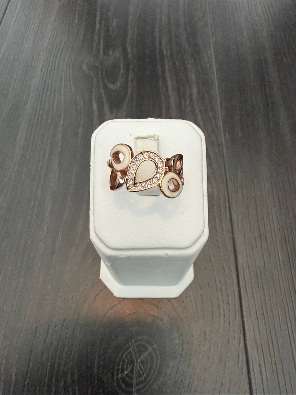 Rose Gold Teardrop Crystal Accent Women's Ring